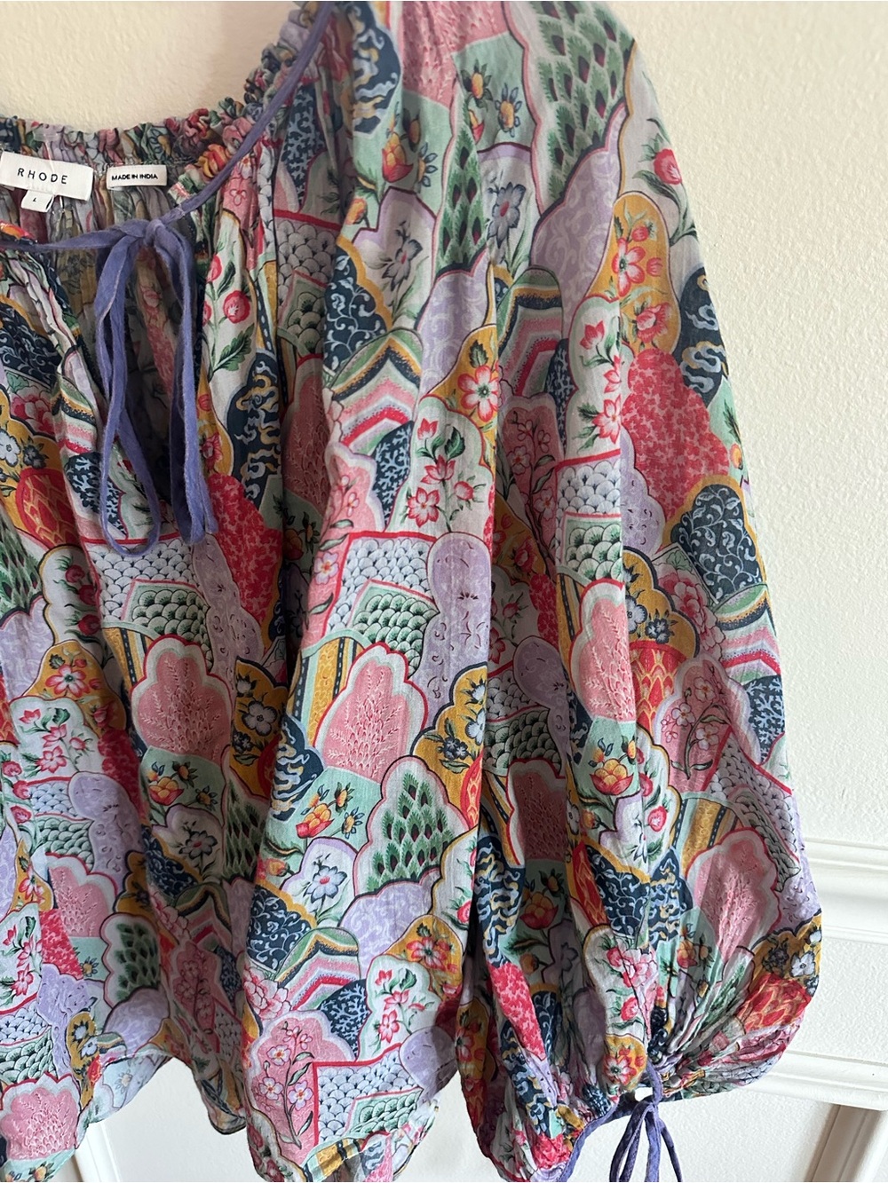 Rhode mix print patchwork long sleeve floral print blouse - Picture 5 of 7